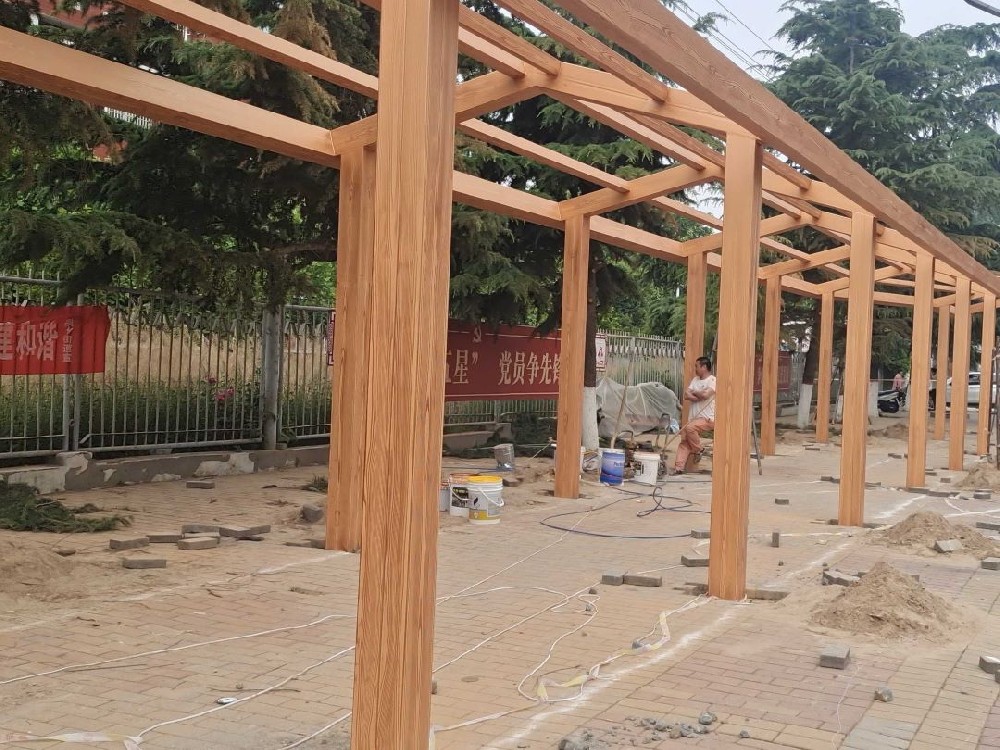 公交站廊架木纹漆